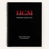 Persoonlijke naam werknemer Monogram Logo Black Re Notitieboek (Voorkant)