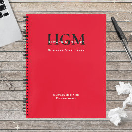 Persoonlijke naam werknemer Monogram Logo Red Blac Notitieboek