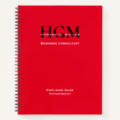 Persoonlijke naam werknemer Monogram Logo Red Blac Notitieboek (Voorkant)