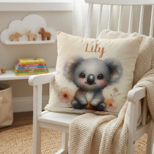 Persoonlijke naam werp kussen met cute baby koala