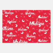 Persoonlijke naam Whimsical-kerstmoondopels Inpakpapier Vel (Voorkant 3)