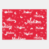 Persoonlijke naam Whimsical-kerstmoondopels Inpakpapier Vel (Voorkant 2)