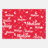 Persoonlijke naam Whimsical-kerstmoondopels Inpakpapier Vel (Voorkant)