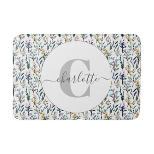 Persoonlijke naam Wilde Bloem Botanische Monogram Badmat