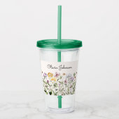 Persoonlijke Naam Wilde Bloementuin Acryl Drinkbeker (Voorkant)