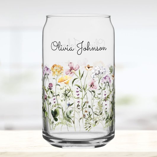 Persoonlijke naam Wilde Bloementuin Blikvorm Glas