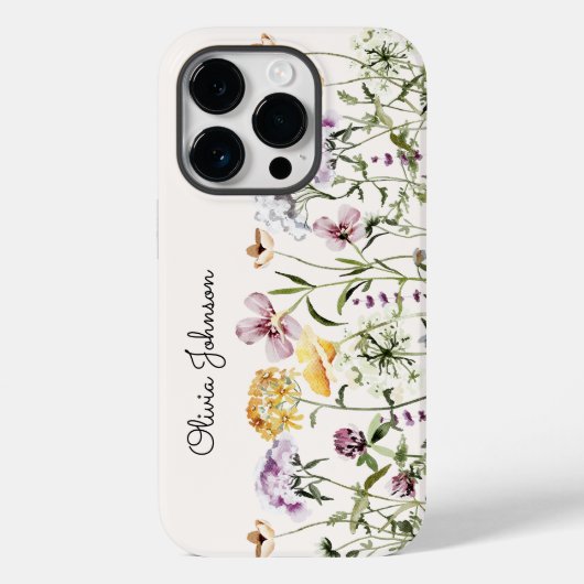 Persoonlijke naam Wilde Bloementuin Case-Mate iPhone Case (Achterkant)