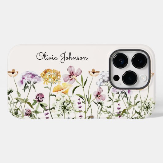 Persoonlijke naam Wilde Bloementuin Case-Mate iPhone Case (Achterkant (horizontaal))