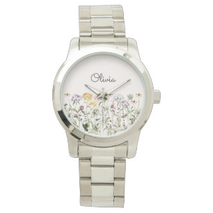 Persoonlijke naam Wilde Bloementuin Horloge