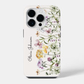 Persoonlijke Naam Wilde Bloementuin iPhone Hoesje (Achterkant)