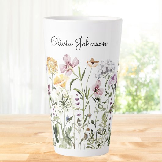 Persoonlijke naam Wilde Bloementuin Latte Mok