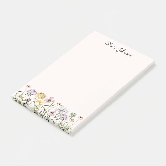 Persoonlijke Naam Wilde Bloementuin Post-it® Notes (Schuin)