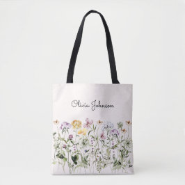 Persoonlijke naam Wilde Bloementuin Tote Bag