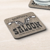 Persoonlijke naam Wilde West Pistool Revolver Salo Bier Onderzetter (Linkerzijde)