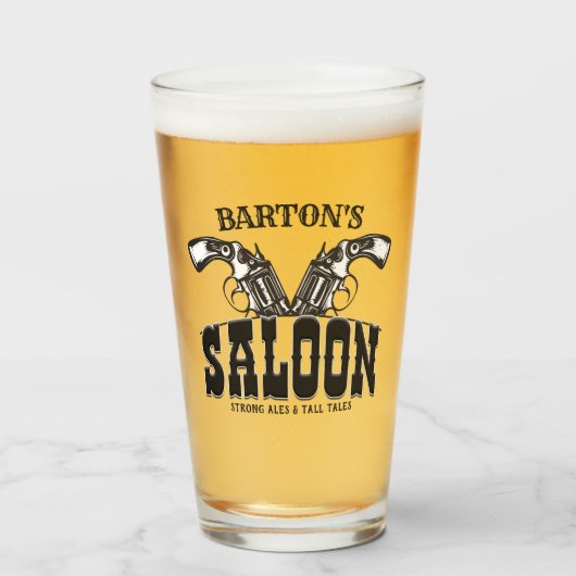 Persoonlijke naam Wilde West Pistool Revolver Salo Glas (Voorkant gevuld)