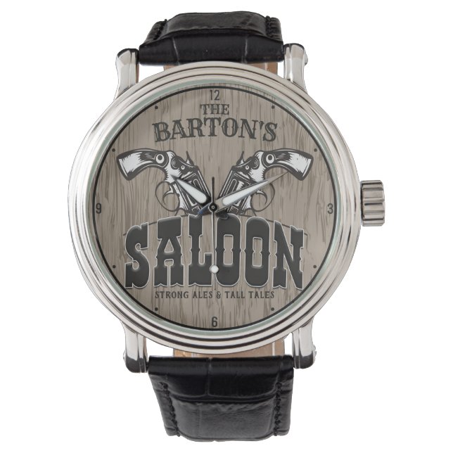 Persoonlijke naam Wilde West Pistool Revolver Salo Horloge (Voorkant)