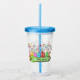 Persoonlijke naam wildebloem leraar, cadeau voor l acryl drinkbeker