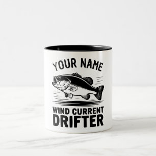 Persoonlijke naam Windstroom Drifter Baars Vis Tweekleurige Koffiemok