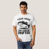 Persoonlijke naam Windstroom Drifter Bass Vis T-shirt (Voorkant volledig)