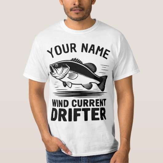 Persoonlijke naam Windstroom Drifter Bass Vis T-shirt (Voorkant)
