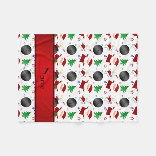 Persoonlijke naam wit bowlen kerstpatroon fleece deken (Voorkant (Horizontaal))