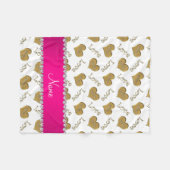 Persoonlijke naam wit goud harten mam liefde fleece deken (Voorkant (Horizontaal))