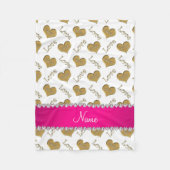 Persoonlijke naam wit goud harten mam liefde fleece deken (Voorkant)