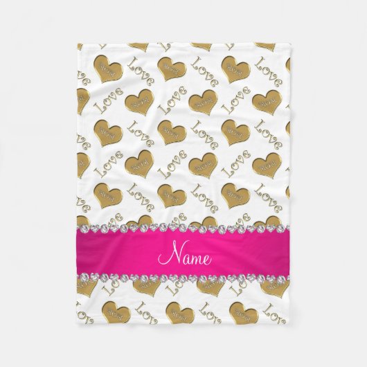 Persoonlijke naam wit goud harten mam liefde fleece deken (Voorkant)