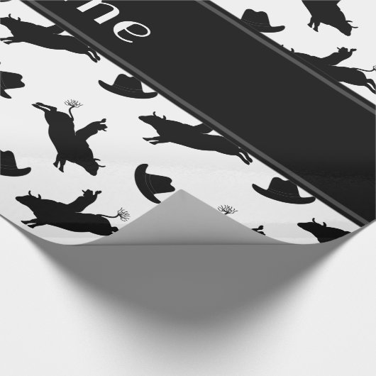 Persoonlijke naam wit rodeo stier die patroon met  cadeaupapier (Hoek)