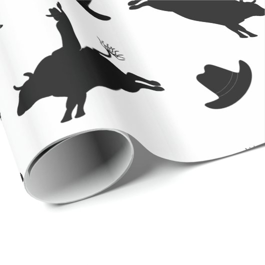 Persoonlijke naam wit rodeo stier die patroon met  cadeaupapier (Rol Hoek)