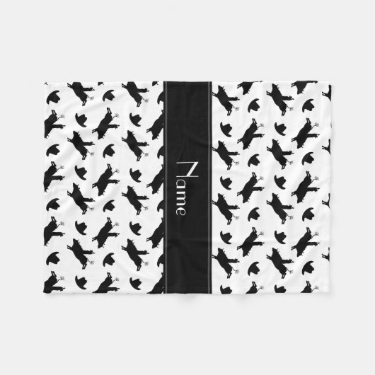 Persoonlijke naam wit rodeo stier die patroon met  fleece deken (Voorkant (Horizontaal))