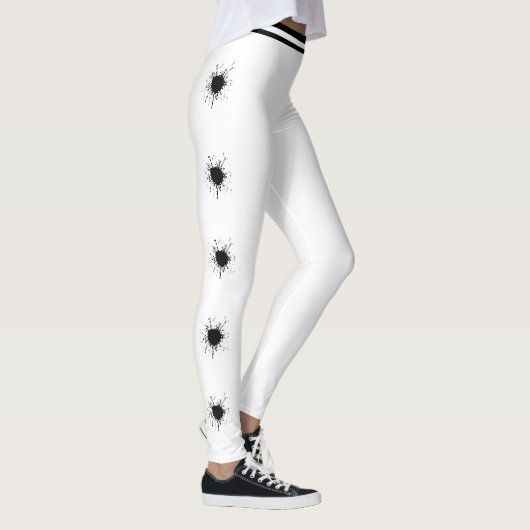 Persoonlijke naam wit zwart patroon spatiale burst leggings (Rechts)