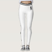 Persoonlijke naam wit zwart patroon spatiale burst leggings (Voorkant)