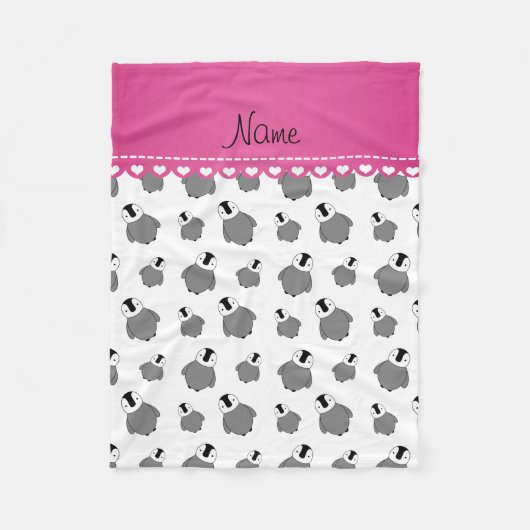 Persoonlijke naam witte baby pinguïns fleece deken (Voorkant)