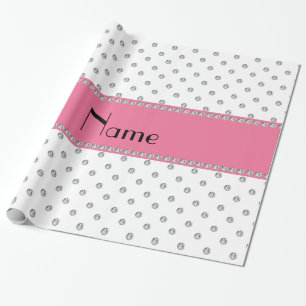 Persoonlijke naam witte diamanten cadeaupapier