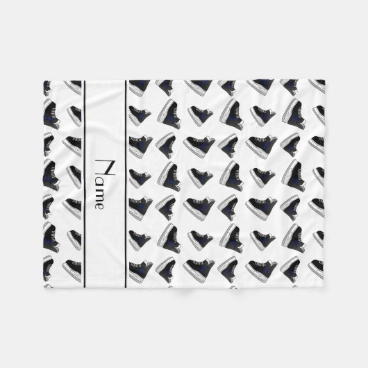 Persoonlijke naam witte hockeyschaatsen fleece deken (Voorkant (Horizontaal))