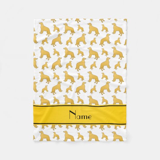 Persoonlijke naam Witte honden met goudkoorts Fleece Deken (Voorkant)