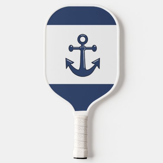 Persoonlijke naam Witte marine Blauwe Anchor Pickleball Paddle (Achterkant)