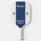 Persoonlijke naam Witte marine Blauwe Anchor Pickleball Paddle (Voorkant)