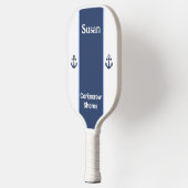 Persoonlijke naam Witte marine Blauwe Anchor Pickleball Paddle (Links)