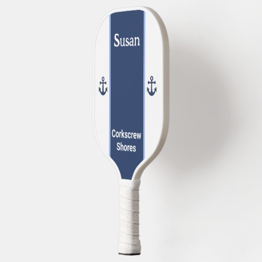 Persoonlijke naam Witte marine Blauwe Anchor Pickleball Paddle (Links)