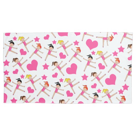 Persoonlijke naam Witte meisje gymnasten hartsterr Kussensloop (Voorkant)