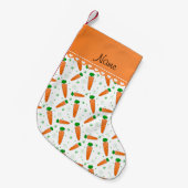 Persoonlijke naam witte oranje wortelen kleine kerstsok (Voorkant (Hangend))