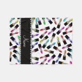 Persoonlijke naam witte regenbooglippenstift fleece deken (Voorkant (Horizontaal))