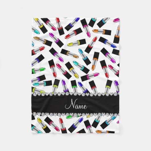 Persoonlijke naam witte regenbooglippenstift fleece deken (Voorkant)
