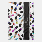Persoonlijke naam witte regenbooglippenstift theedoek (Verticaal)