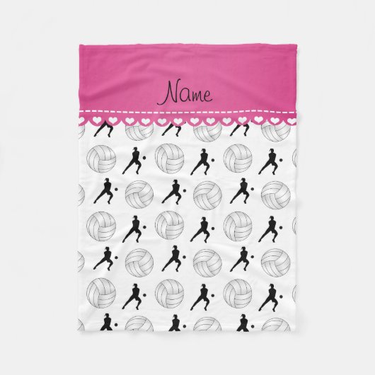 Persoonlijke naam witte volleyballen silhouettes fleece deken (Voorkant)