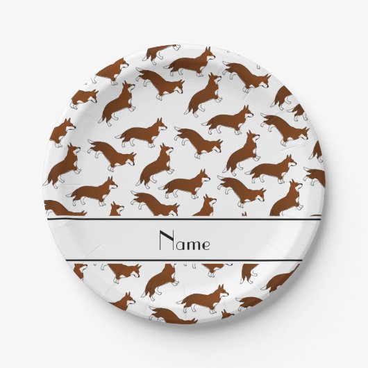 Persoonlijke naam Witte welsh corgi cardigan dogs Papieren Bordje (Voorkant)