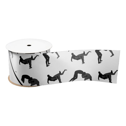 Persoonlijke naam witte worstelsilhouettes satijnen lint (Spoel)