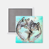 Persoonlijke naam wolf koppel magneet (Voorkant / Achterkant)